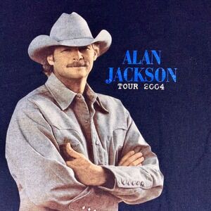 Alan Jackson Tour 2004 Vintage T-Shirt 2XL Black Country Music Concert Tee Anvil